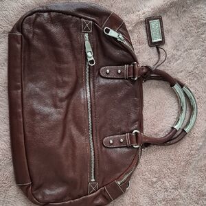 Badgley Mischka Cream and Brown Interior Bag